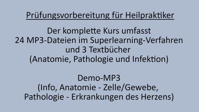 Heilpraktiker Prüfungsvorbereitung im Superlearningverfahren